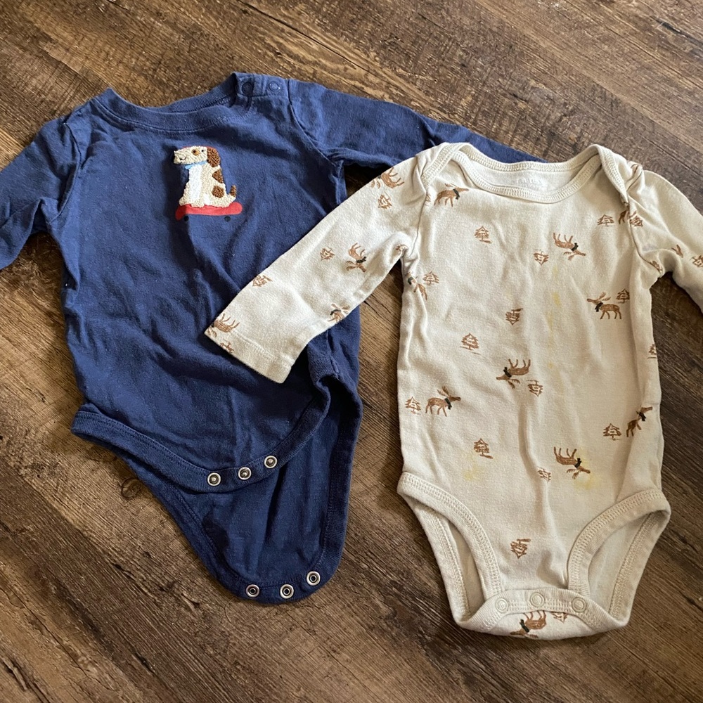 Blue and Cream Long Sleeve Bodysuits for Everyday Comfort